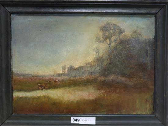 French school, oil, deer in a landscape, 31 x 45cm